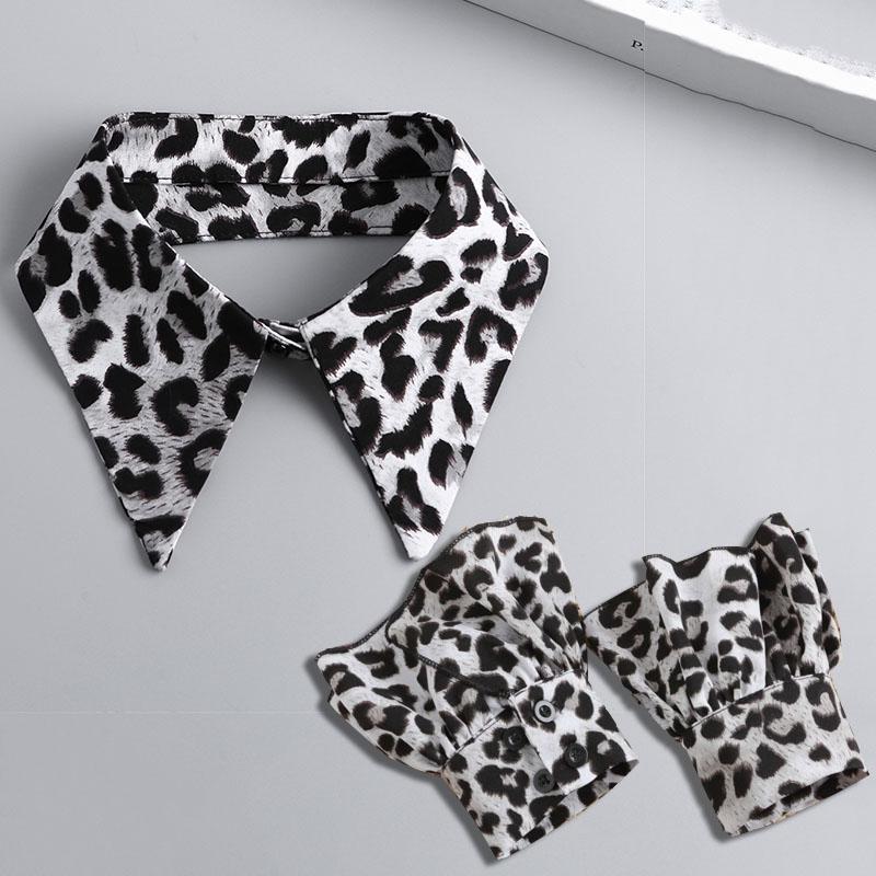 White Big Lapel Fake Collar And Black Detachable Cuff Lace False Collar Stand Removable Faux Col for Women Half Shirt Accessory