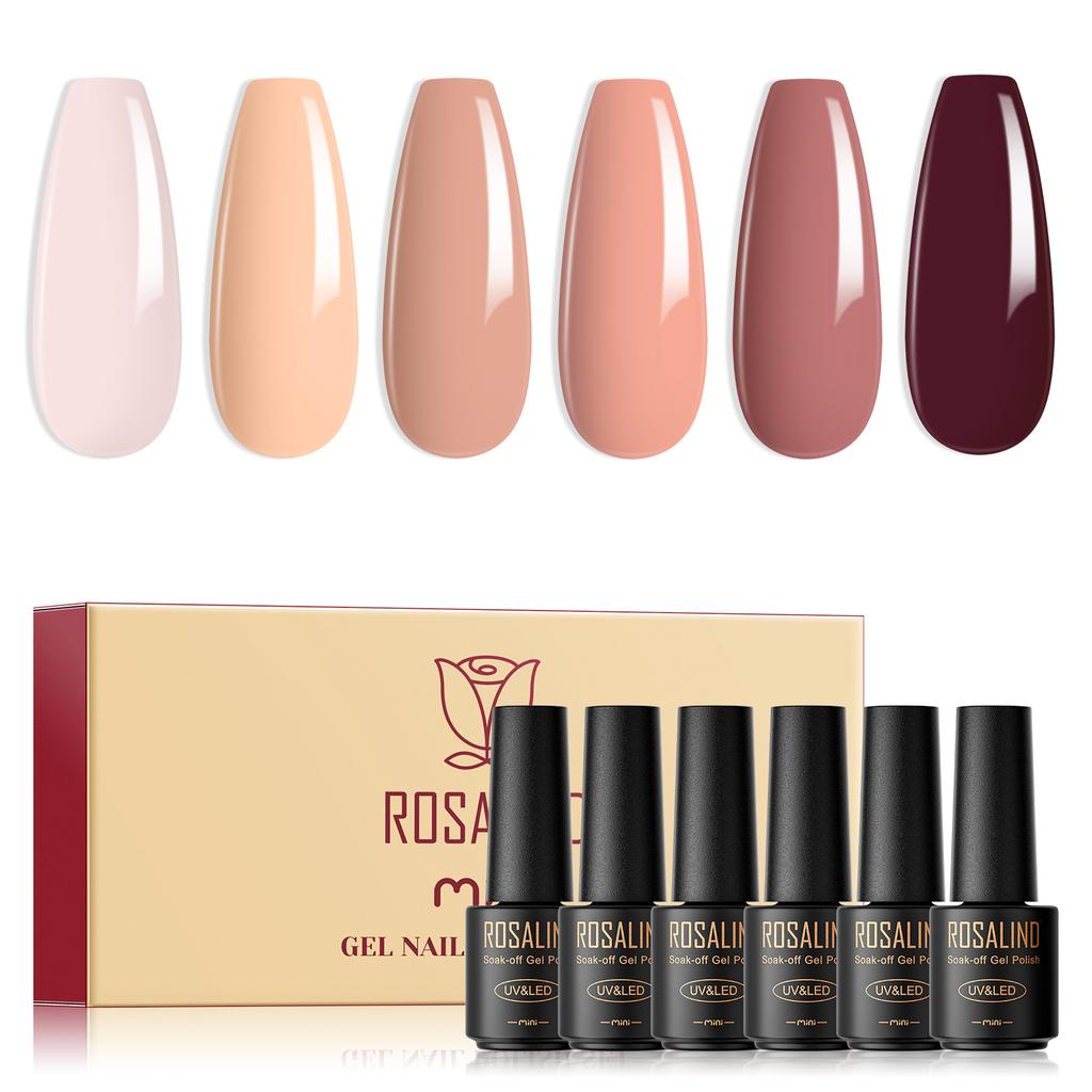 ROSALIND Gel Nail Polish Set 6pcs/Lot Nail Art Gel Polish Semi Permanent Gel Varnish Hybrid Soak Off UV Lamp Base Top Coat Gel Polish Kit