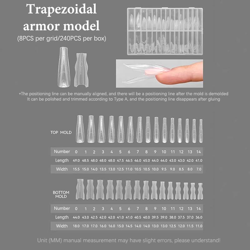 240 Stück Sandwich Dual-Nagelform Coffin Mandel-Nagelformen 14 Größen Wiederverwendbar Obere und untere Formen Nagelkunst-Verlängerung Obere Form Untere Form