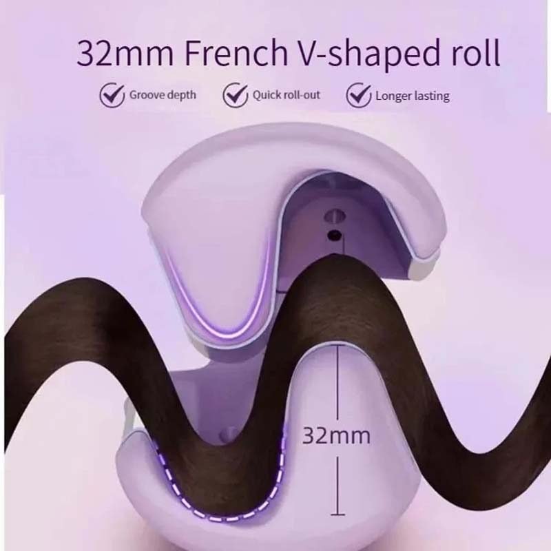French Egg Roll Curling Iron - Wave Pattern Ion Hair Clips Curling Tool, Suitable for Large Wave Curls and Wool Curls