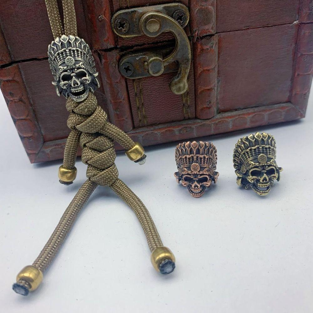 African Tribal Chieftain Brass EDC Skeleton Pendant Crown Outdoor Tools  EDC Outdoor Tools