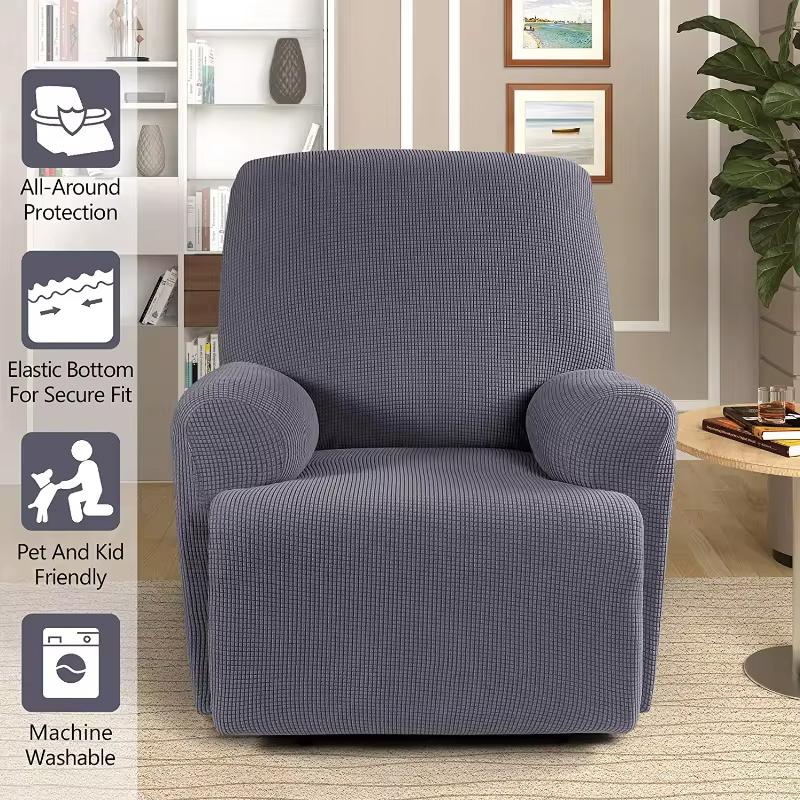 Recliner Sofa Cover Lazy Chair Solid Color Cushion Cover Stretch Spandex Couch Slipcovers Non Slip Armchair Slipcovers 4pcs/set