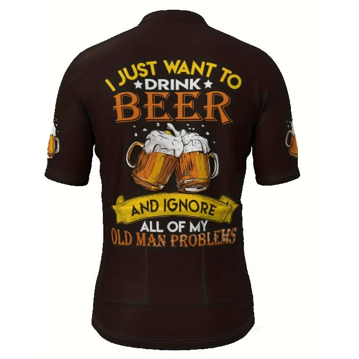 VOGLIO SOLO BERE BIRRA, E IGNORARE TUTTI I Miei Vecchi Problemi;Maglia da Ciclismo a Maniche Corte da Uomo Abbigliamento per Bici MTB Top da Bicicletta Estivi