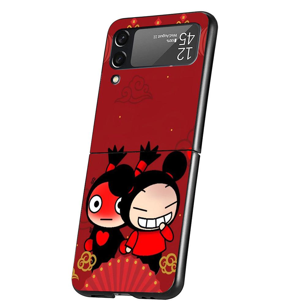 

Cute Cartoon Pucca Garu Case Phone Cover for Samsung Galaxy Z Flip 6 5 4 3 5G ZFlip6 ZFlip5 ZFlip4 ZFlip3 Black Hard Trend Funda Galaxy ZFlip6