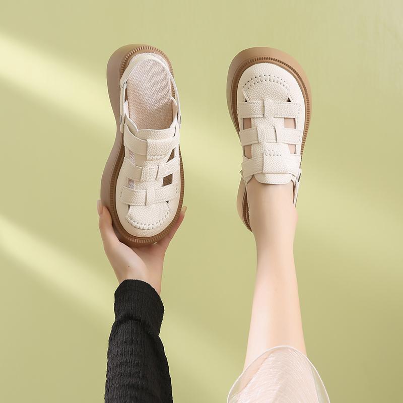 Fashion Breathable Shoes Sandals Elastic Band 2025 Summer Women's Heels Slip-on Outside Closed Girls Slipper Slides Rome Scandals