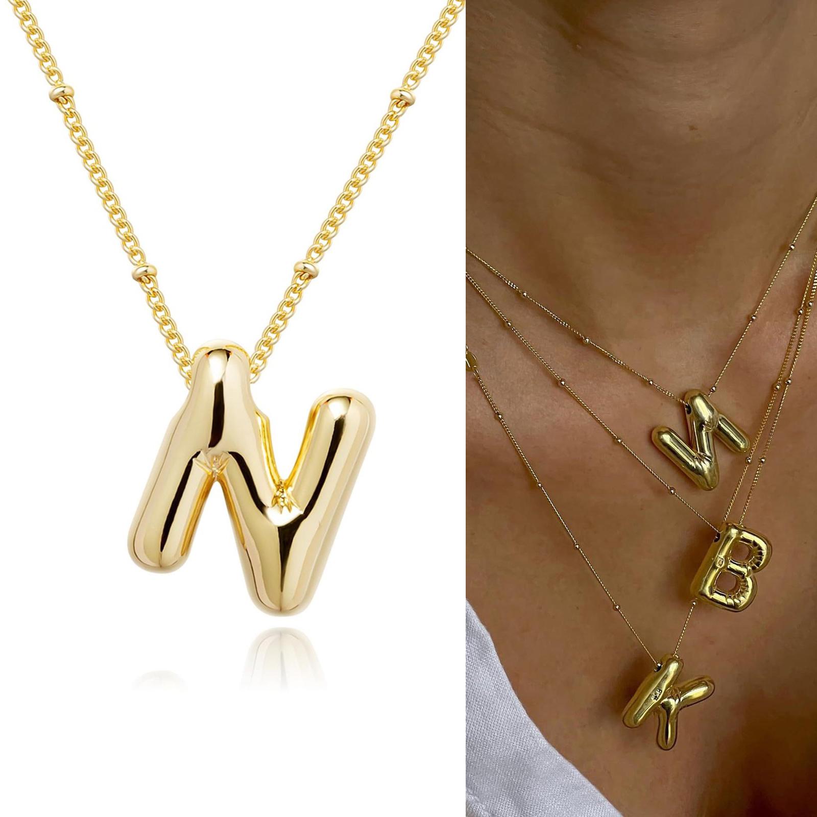 

Balloon Style Smooth Letter Necklace Adjustable Alloy Chain Suitable for Fashionable Youthful Women and Gift Giving G