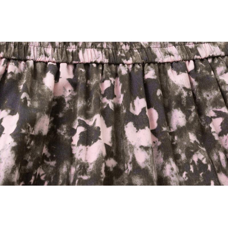 Women's French Floral Half-length Skirt Summer Mid-length Pleated Skirt Slimming Umbrella Skirt