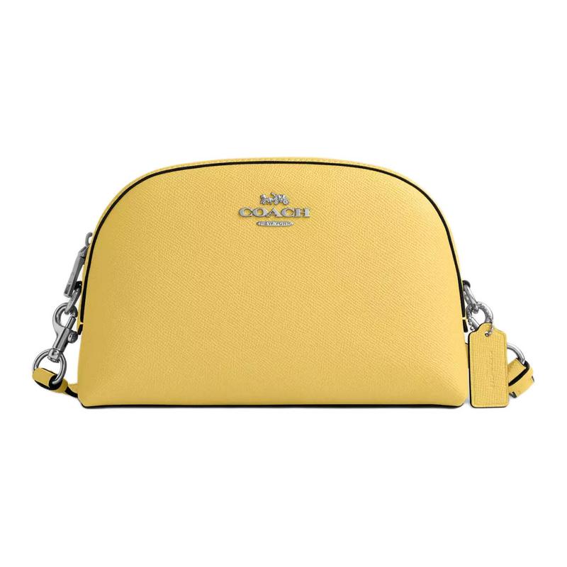 

COACH Madi 22 zipper closure cross-grain leather shell bag shoulder crossbody bag small size women s silver with daisy color срібний