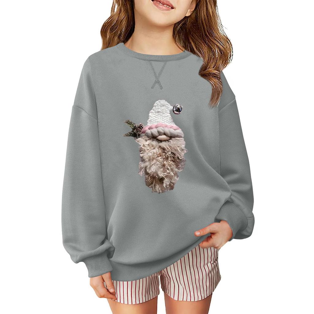 Children's Fashionable Casual Long-sleeved Loose Christmas Print Pullover Sweatshirt