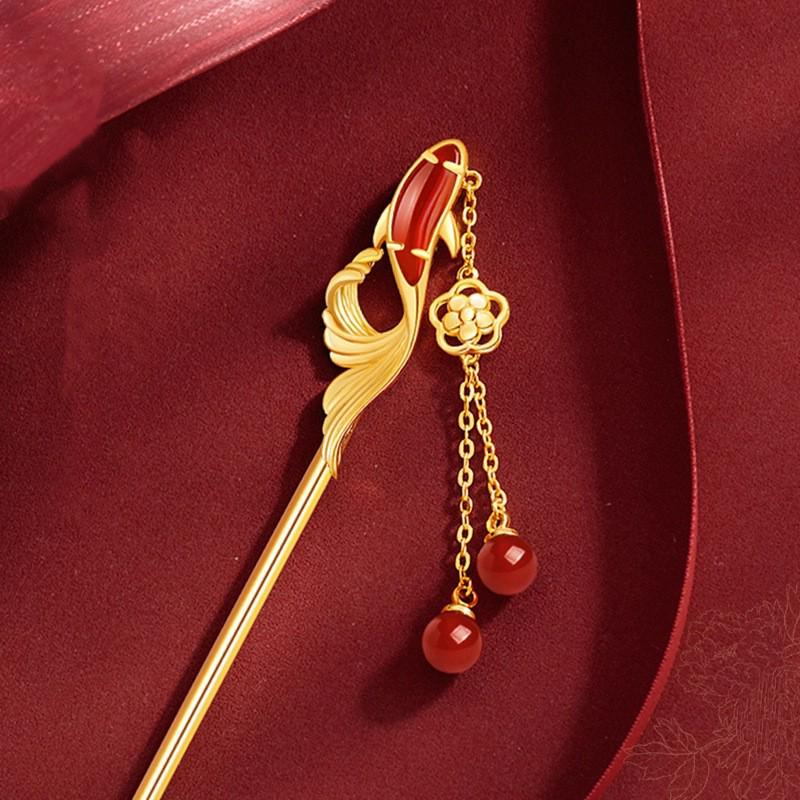 Four Seasons Chinese Tassel Hairpin: Ancient Style Hanfu with Fresh Pearl and Jiangnan Classical Cheongsam Hair Accessory