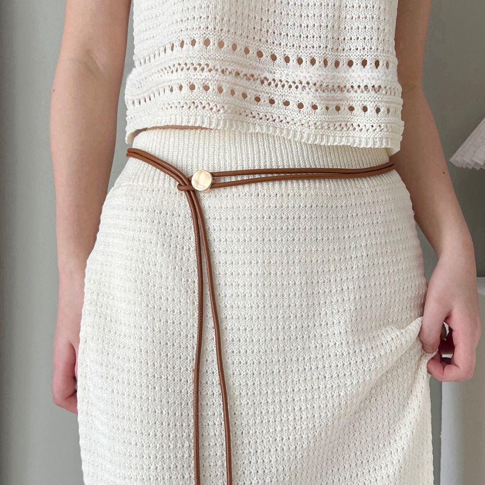 Nastavitelné provázkové pásky Měkký PU kůže Pletený pásek na pas Popruh Pro sukně Džíny Šaty Oblečení