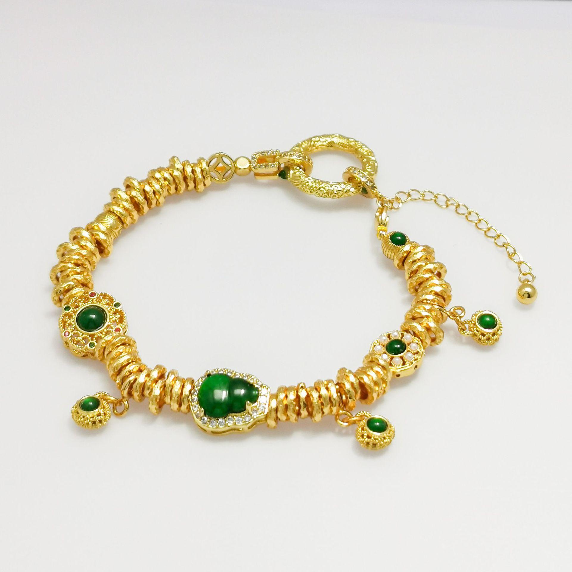 New Light Luxury Chinese Jade Green Qiankun Circle Prayer Beads Bracelet Natural