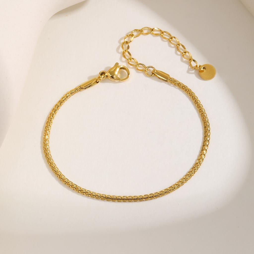 Women Minimalist Thin Gold Plated Chain Necklace, Stackable Stainless Steel Gold Plated Waterproof Jewelry