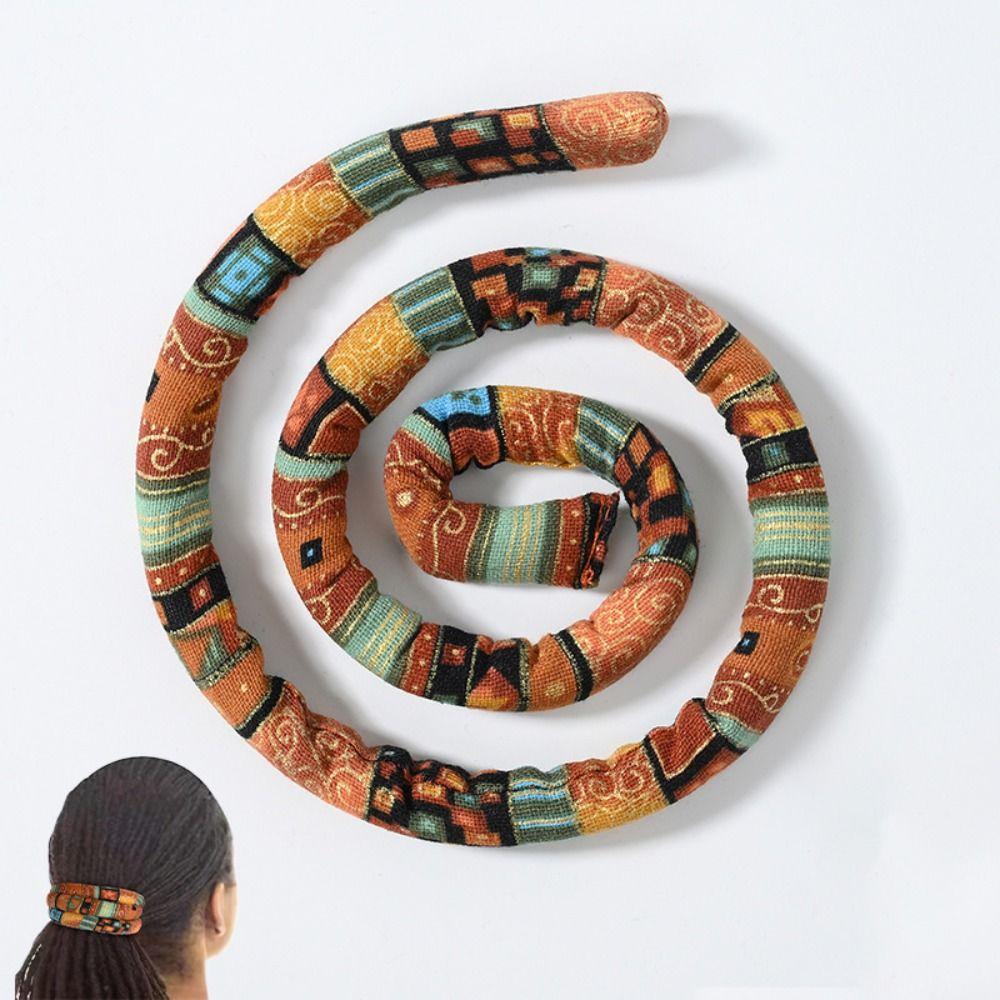 

Holders Printing Women Hair Band Bendable Dreadlocks Ethnic Style Hair Rope Spiral Lock Hair Ties A- without bag