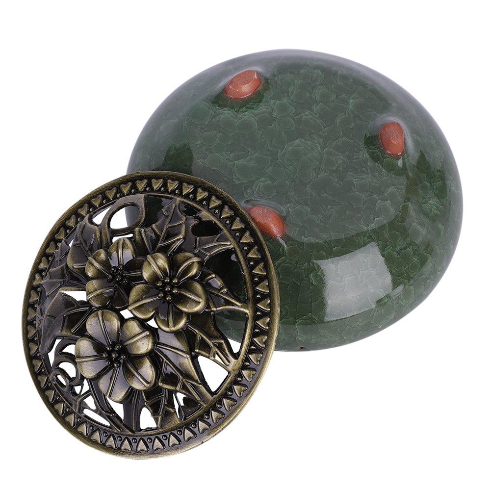 Mini Round Incense Burner with Lid, 10cm Outer Diameter, Includes Flame-Retardant Cotton and Incense Holder, Easy to Clean, Desktop Incense Burner