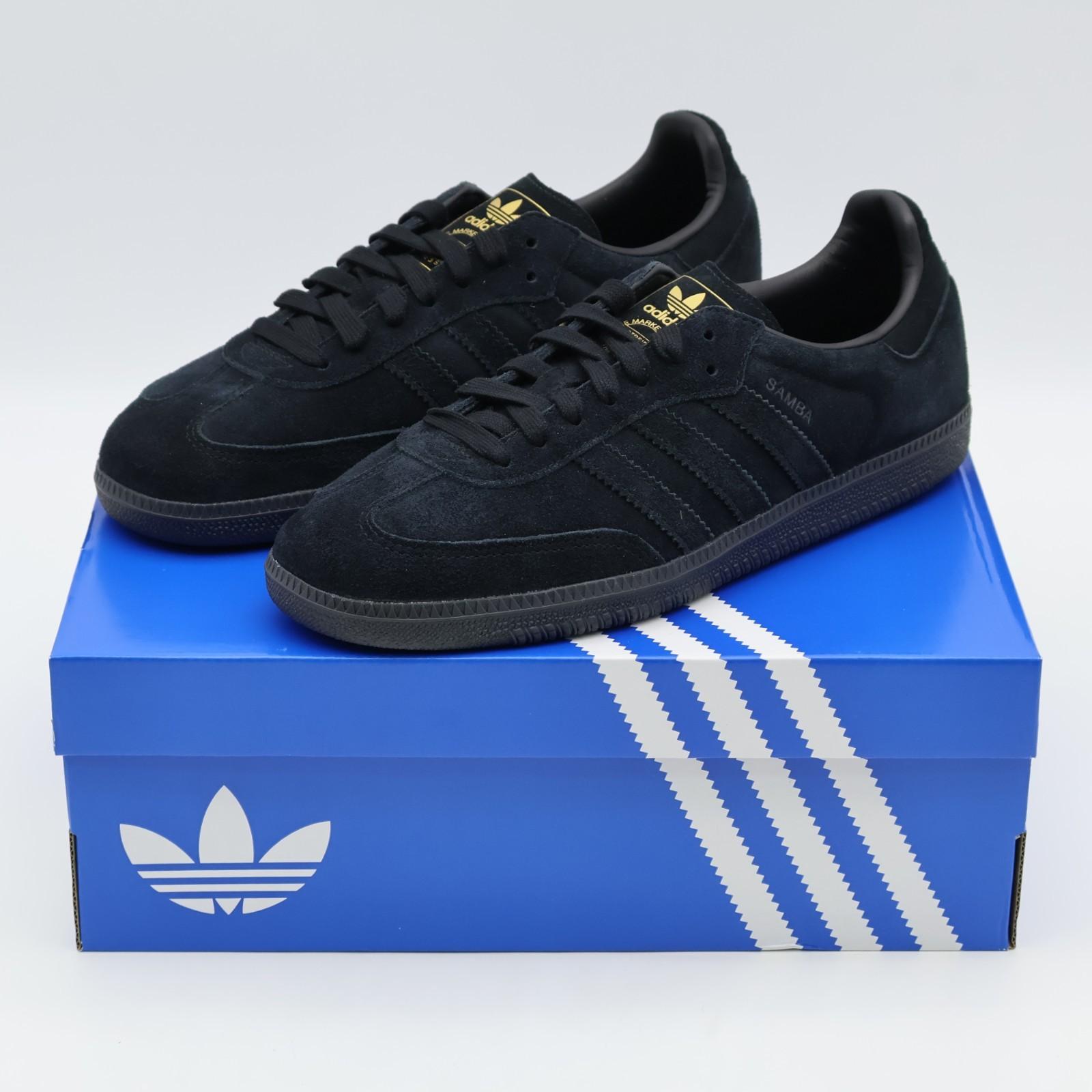 JR0887 adidas Originals Samba OG Core Black Grey Three Gold Metallic (Men s) 4