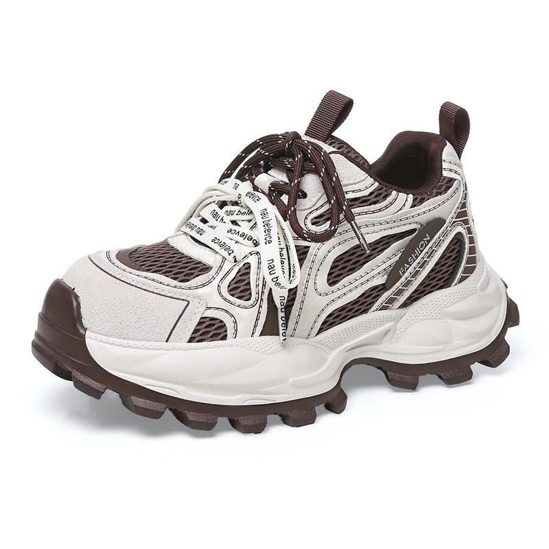Dad shoes women's 2026 autumn new thick-soled heightening mesh breathable versatile running shoes women's sports shoes