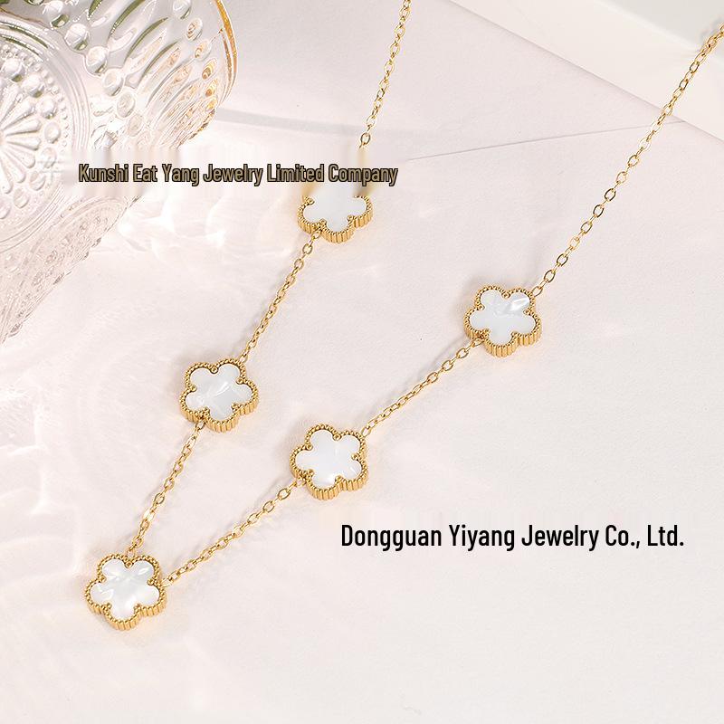 

Двусторонняя подвеска в виде пятилепесткового цветка из нержавеющей стали для женщин 18K