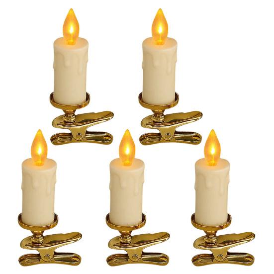 LED Clip Candle Light Set Flameless Flickering Christmas Tree Candle Lamp Electric Fake Candles for Home Christmas Party Decoration