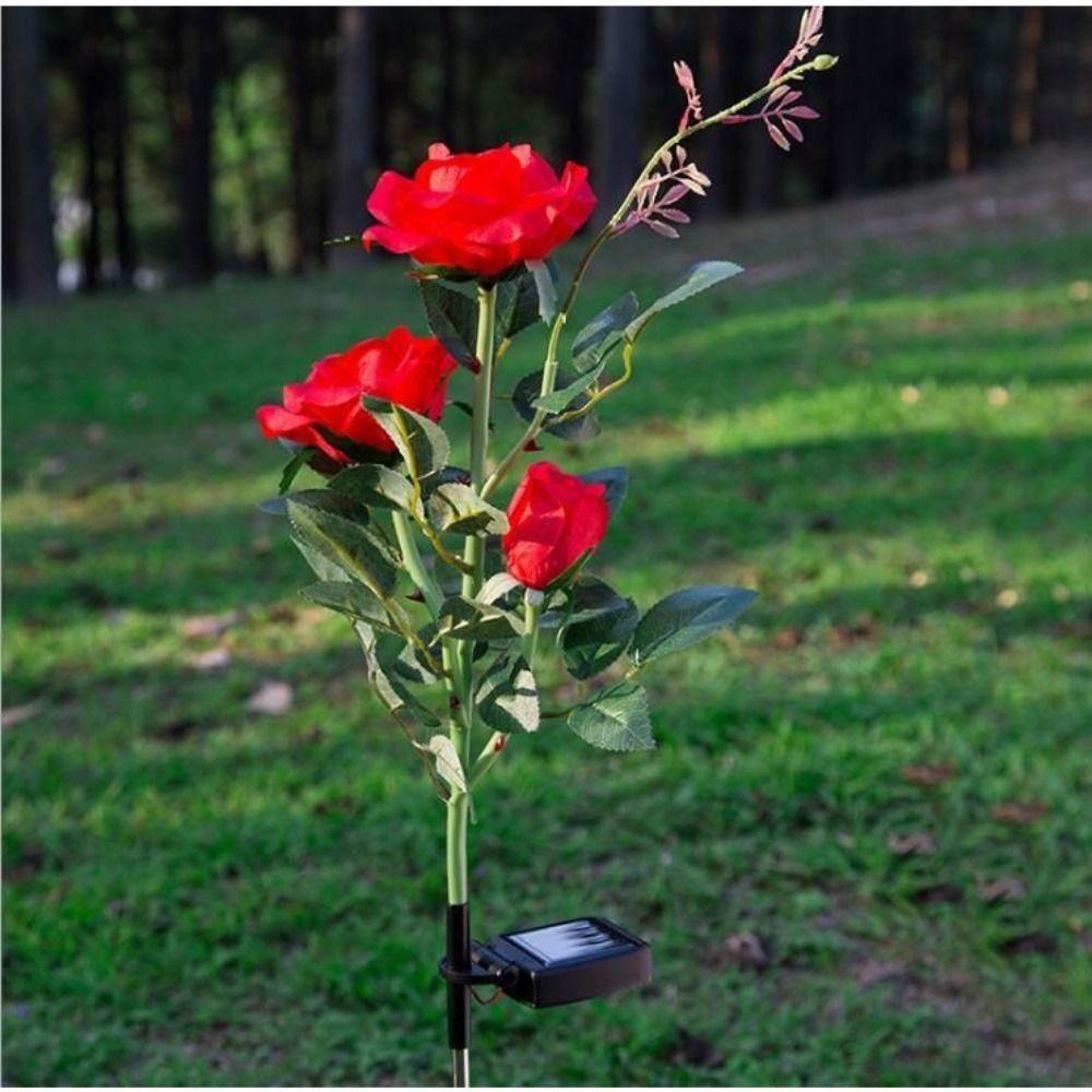 Plug-in Rose LED Solar Light Simulation Flower Waterproof Outdoor Solar Garden Light Decoration Fairy Solar Flower Lamp