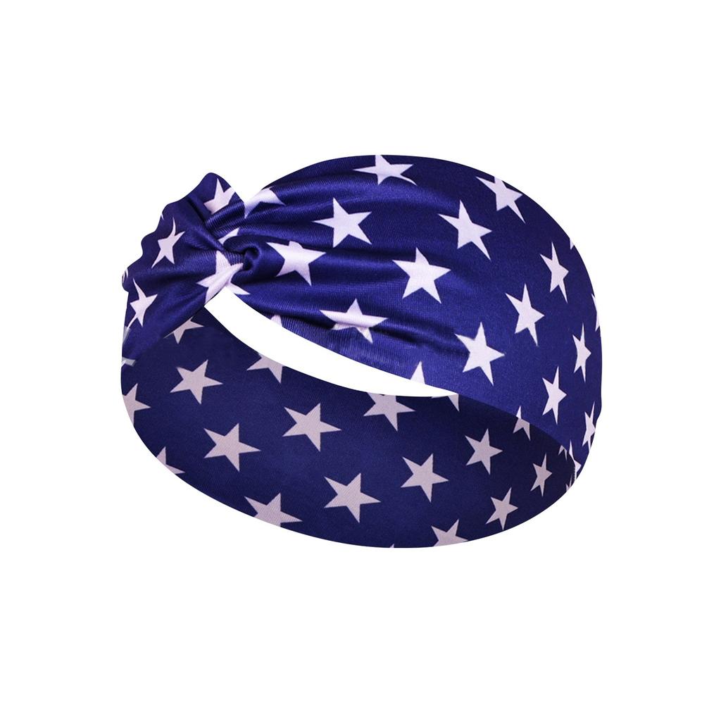 Retro Star Stripe Twisted Sweat Absorbing Yoga Running Headband for Sports and Party Decoration Unisex Stretchy Hair Band