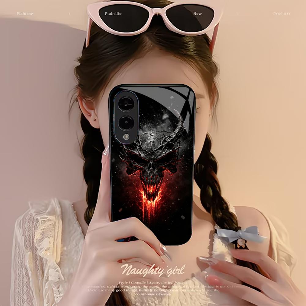 Skulls from Hell Demon phone case s26 ultra case quad lock glass for Samsung Galaxy S26 S25 S24 S23 S22 FE,Ultra,Plus