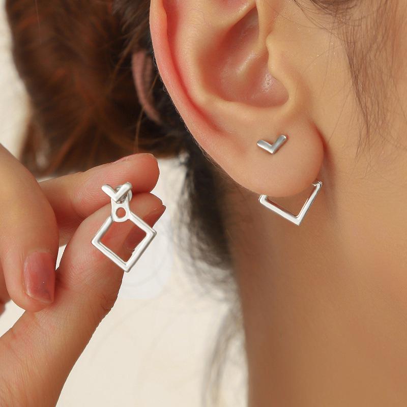 Trendige japanische und koreanische minimalistische geometrische quadratische Ohrstecker