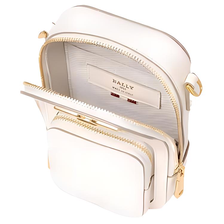 BALLY BEMAL Logo Zipper Closure Leather Mini Shoulder Crossbody Bag Women bags Beige 6301942