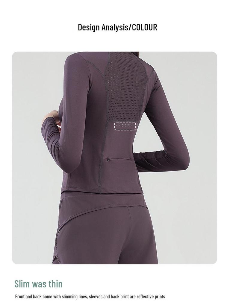 Women's Quick-Dry Yoga Sportswear Set with Long Sleeve Top and Back Pocket for Running