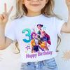 New Children's K-POP Demon Hunter Cartoon Birthday Number Print T-Shirt Girls' Short Sleeve Top