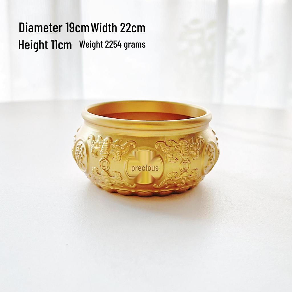 Solid Brass Eight Blessings Double Fish Money Jar