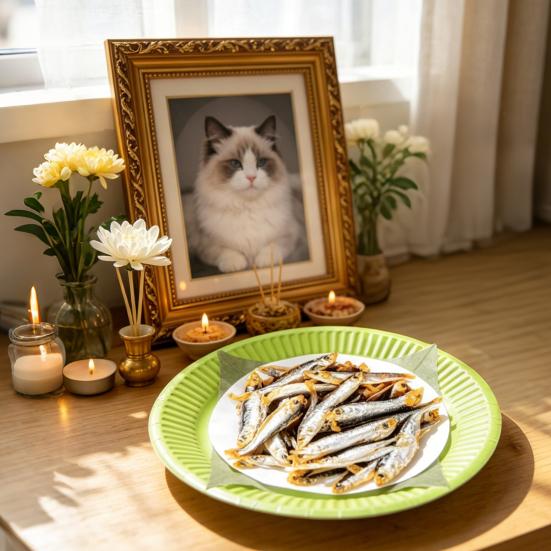 Tigela de Papel para Gato com Peixe Homenagem de Recordação para Animais de Estimação Acessório de Memorial para Animais de Estimação Réplica Realista de Peixe Seco para Gatos Falecidos Ritual de Perda de Animais de Estimação