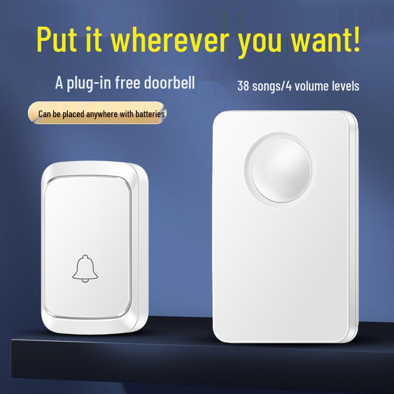 Battery-Powered Wireless Doorbell for Home - No Plug Required