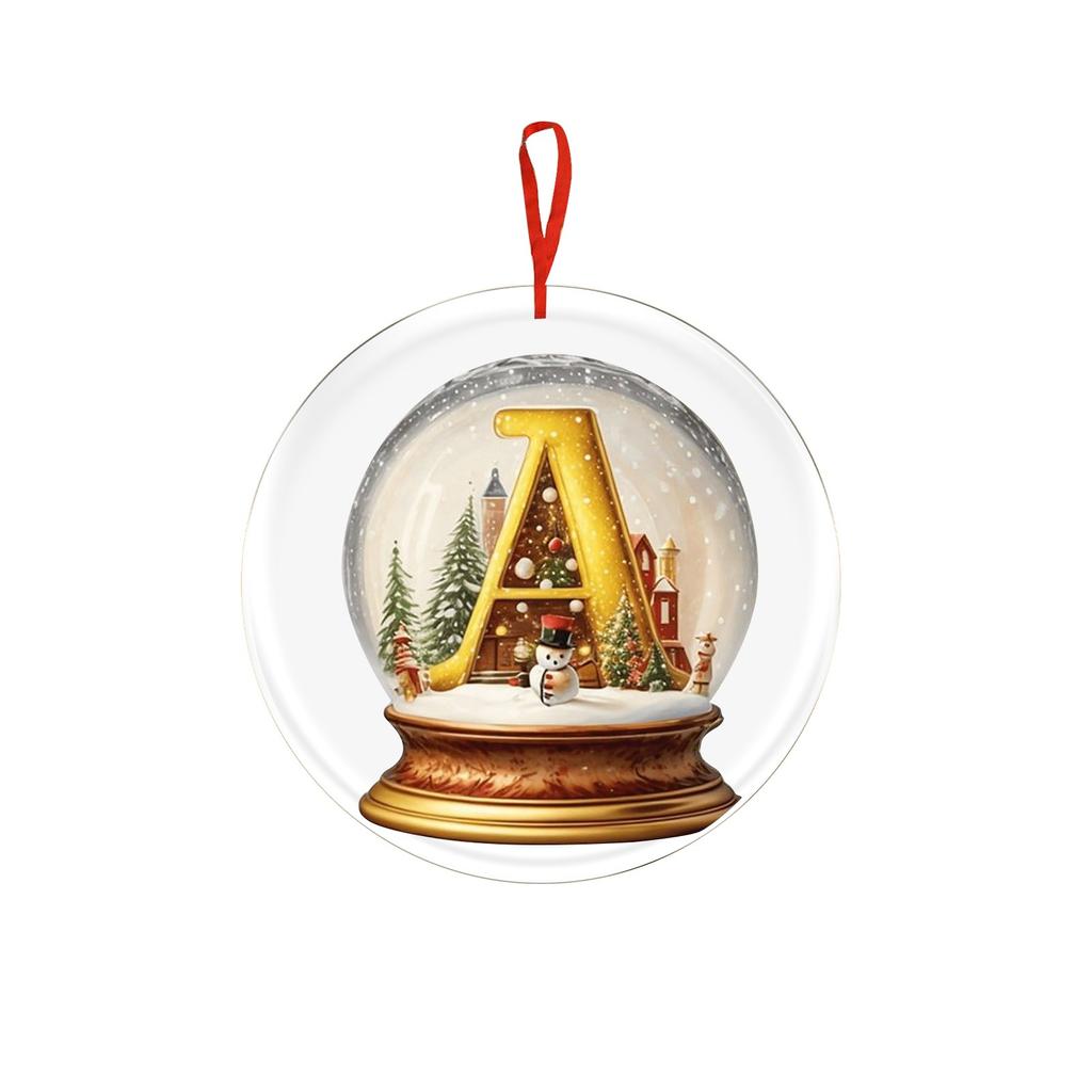 Christmas Ornament 2D 26 Letters Yellow Crystal Ball Acrylic Snowman Scene Festive Car Tree Hanging Decor Accessory