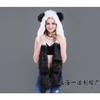 Women Girls Y2K Beanie Fur Animal Hat Scarf Glove Mitten 3-in-1 Function Furry Hoodie with Paws Ears  Party Costume