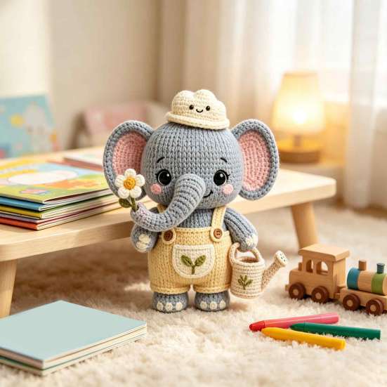 Small Animal Decoration Handmade Knitted Doll for Kids, Soft Crochet Forest Plush Toy, Decorative Figurine Cute Hand Woven Stuffed Doll,