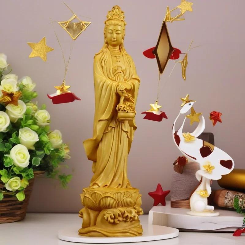 wood carving guanyin bodhisattva sculptures and figurines  Home Room Office Wealth Luck Feng Shui Decor buddha wood
