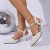 Fashion One-line Strap Stiletto Sandals Autumn New Pointed Toe Shallow Mouth Non-slip Wear-resistant Wrapped Head High Heels