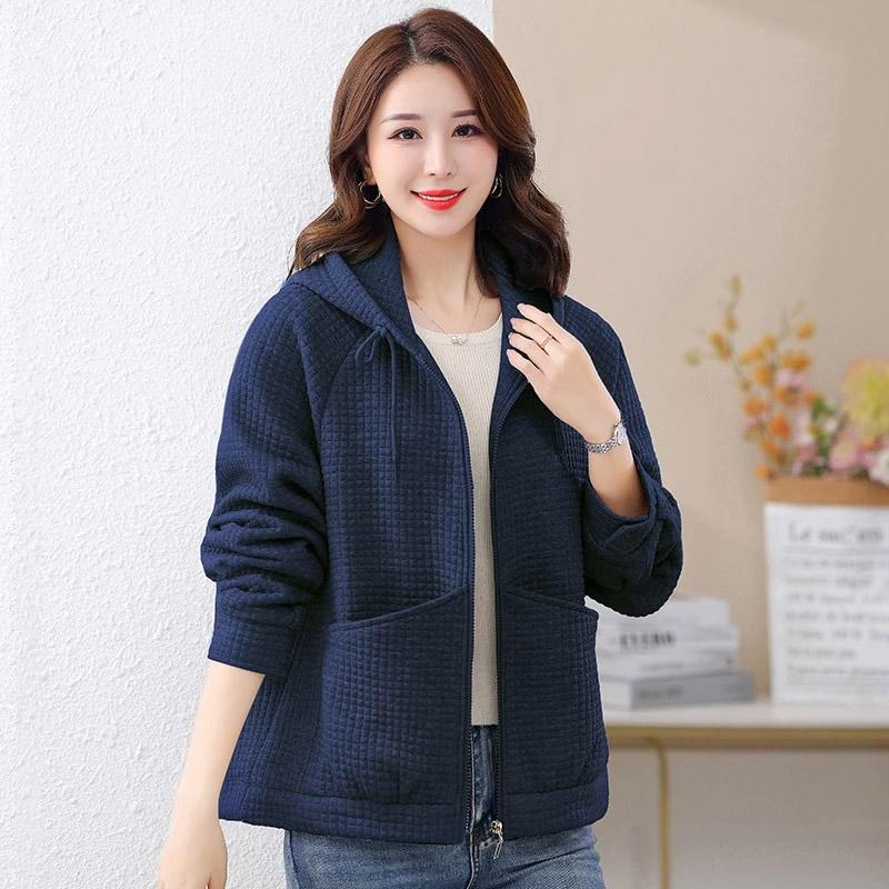Coat for Women Casual Thickened Cardigan Double Layer Padded Windbreaker Hooded Women Jacket