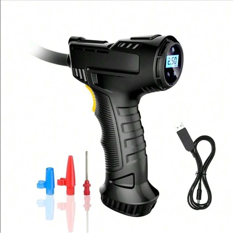 

Портативный, беспроводной или проводной портативный воздушный компрессор, надувной насос, насос для накачивания шин, цифровой для автомобиля, велосипеда, мячей, 120 Вт чёрный