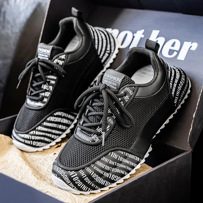 

Mesh Fabric Thick-Soled Casual Shoes Trendy Student Shoes Men s Covered-Sole Board Shoes Fashionable Shoes Styles Sports Shoes 44 чёрный