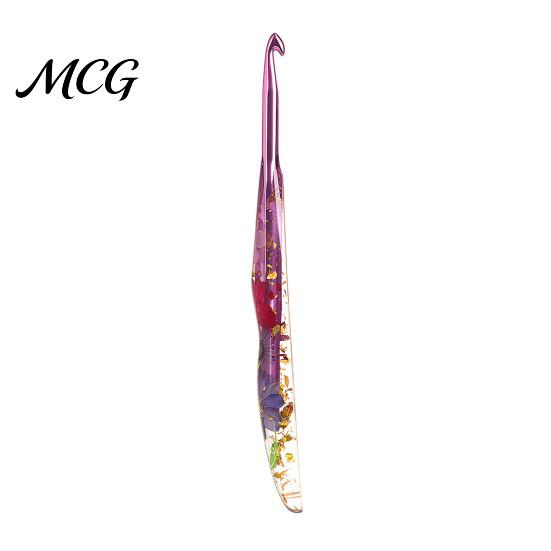 Artistic Crochet Hook Resin for Beginners, Crocheting Lovers, 2.0mm-8.0mm Ergonomic Gift Set with Long Floral Handle Blankets, Dolls, Shawls,