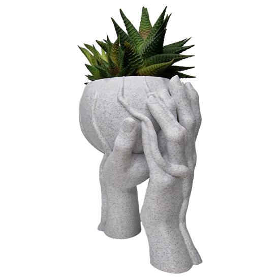Hand in Hand Shape Flowerpot Synthetic Resin Marble Texture Plant Pot Home Decoration Household Balcony Garden Decor