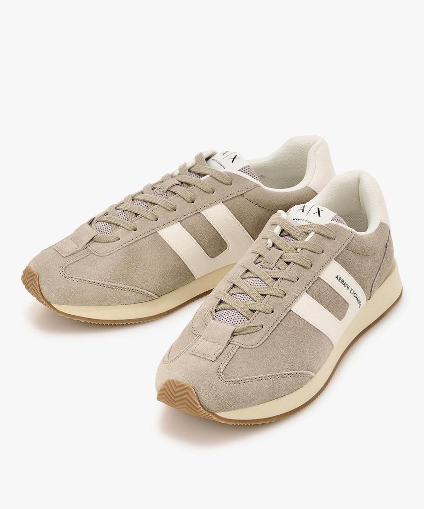 Armani Exchange Men'S Logo Patch Suede Sneakers _Warm Grey_A416175005