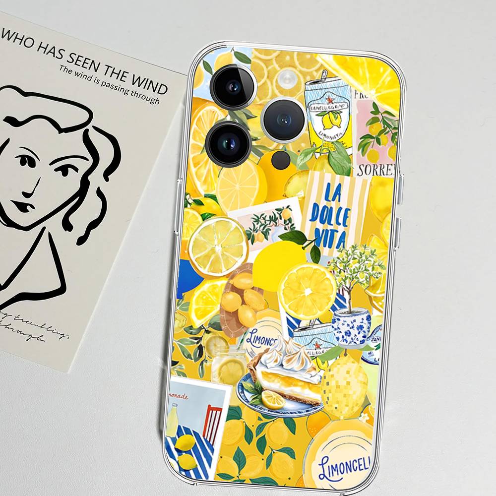 

Seaside Scenery Wine Lemon Phone Case For Iphone 17 16 15 11 13 14 Pro Max 7 8 Plus X Xr Xs Max Se2020 12mini Transparent Cover iphone16promax