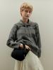 OUEL Wool Silk Blended Nordic Knit+Head Scarf Set_Dark Gray