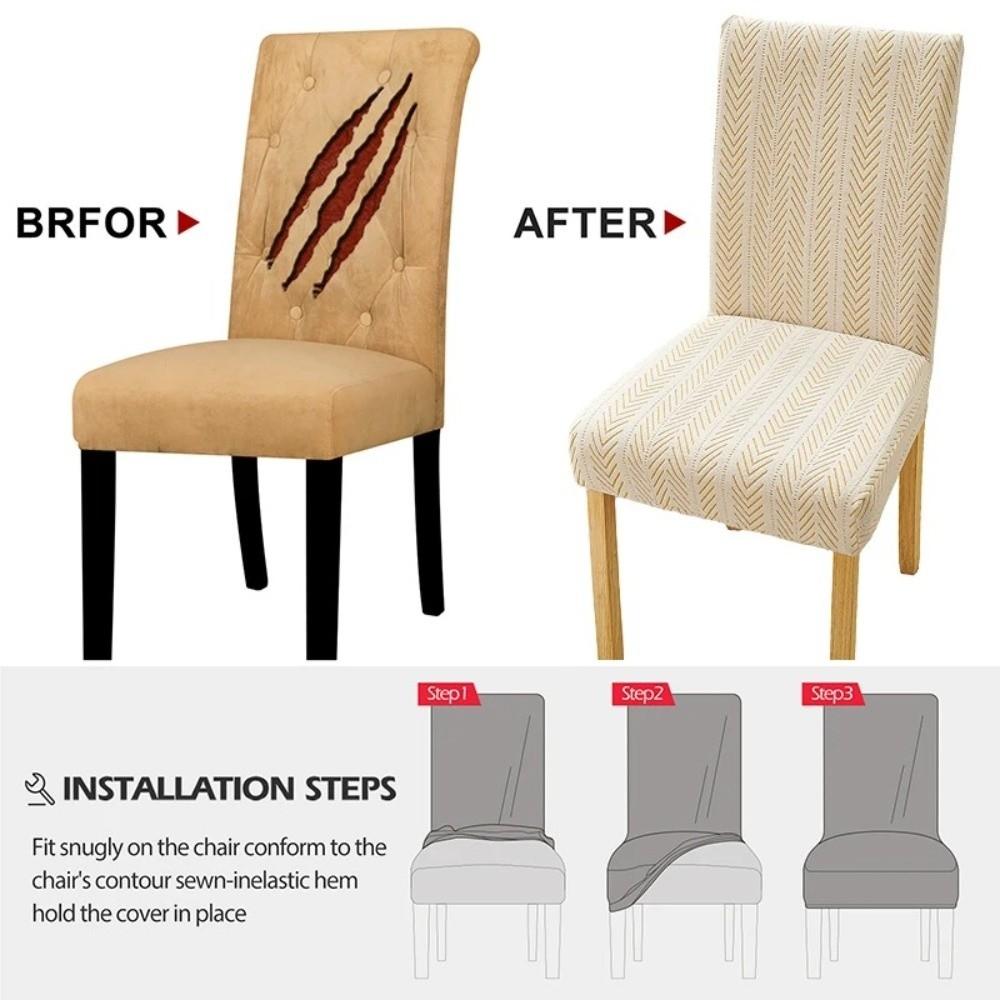 High Back Dining Chair Cover Elastic Spandex Slipcover Jacquard Chair Cover Stretch Jacquard Kitchen Chair Cover Dining Room