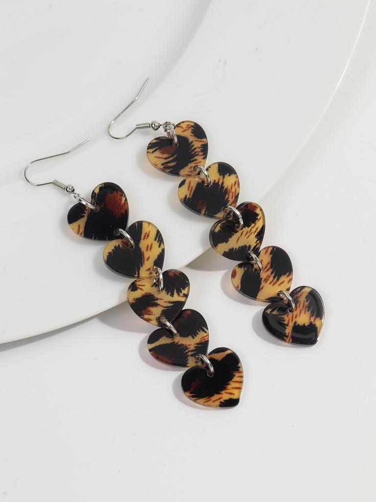 Sweet Valentine's Day Acrylic Drop Earring for Women Girls Fashion Glitter Heart Tassel Long Hanging Earrings Jewelry Gifts