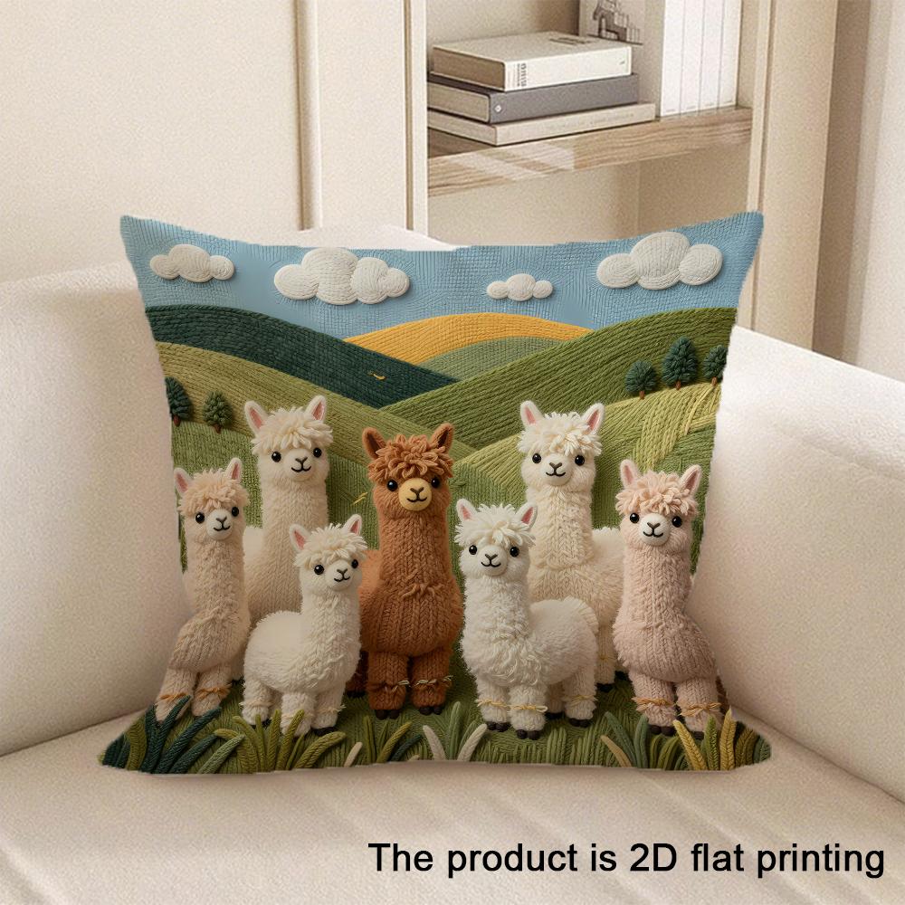 1Pc Adorable 2D Flat Printed Animal Themed Pillow Covers Sofa Cushion Cover Home Bedroom Room Decoration