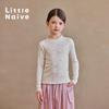 Little Naive Girls' Ruffle-Trim Stand Collar Long Sleeve Tee
